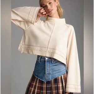 Daily Practice Anthropologie women XXS mock neck crop sweatshirt granola